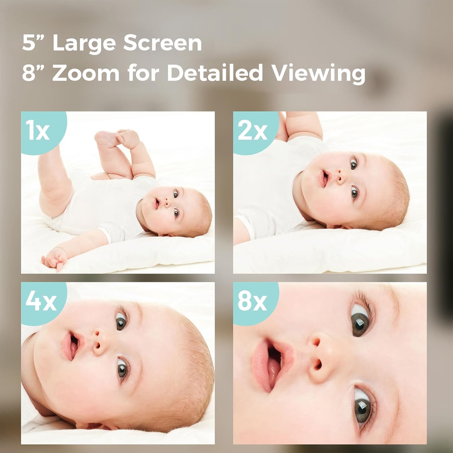 Video Baby Monitor, 2000ft Long Range, Enhanced Signal Stability, No WiFi, 5' HD Screen, 5000mAh, 1080p Camera, Super Clear Night Vision, Pan-Tilt-Zoom, 2-Way Audio, AI Cry & Motion Alarm