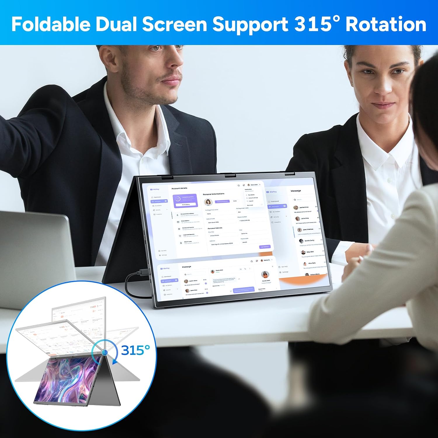 COOLHOOD 18.5 Inch Portable Monitor for Laptop, 1080P FHD 120Hz 125% sRGB USB-C HDMI Travel Monitor for Laptop Mac PC, Portable Screen with Smart Cover, VESA Compatible
