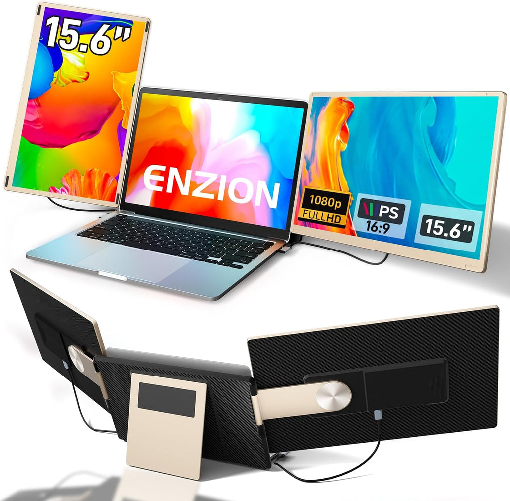Laptop Screen Extender,Upgraded 15.6' Portable Monitor,FHD 1080P Triple Laptop Screen Extender,Detachable Dual Monitor for 13'-17' Laptops,Plug & Play,Compatible with Mac/Wins/Chrome/Dex