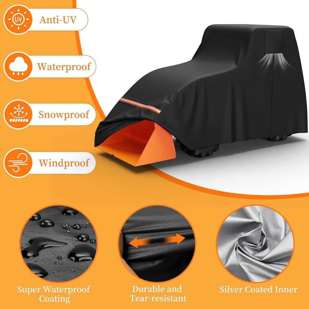 STARTWO Full Tractor Cover Waterproof Heavy Duty, Universal Fits Most Compact Utility Tractors with Cabin, UV Protection, Dustproof, with Air Vents & Reflective Strips,150 L x 75 W x 110 H in