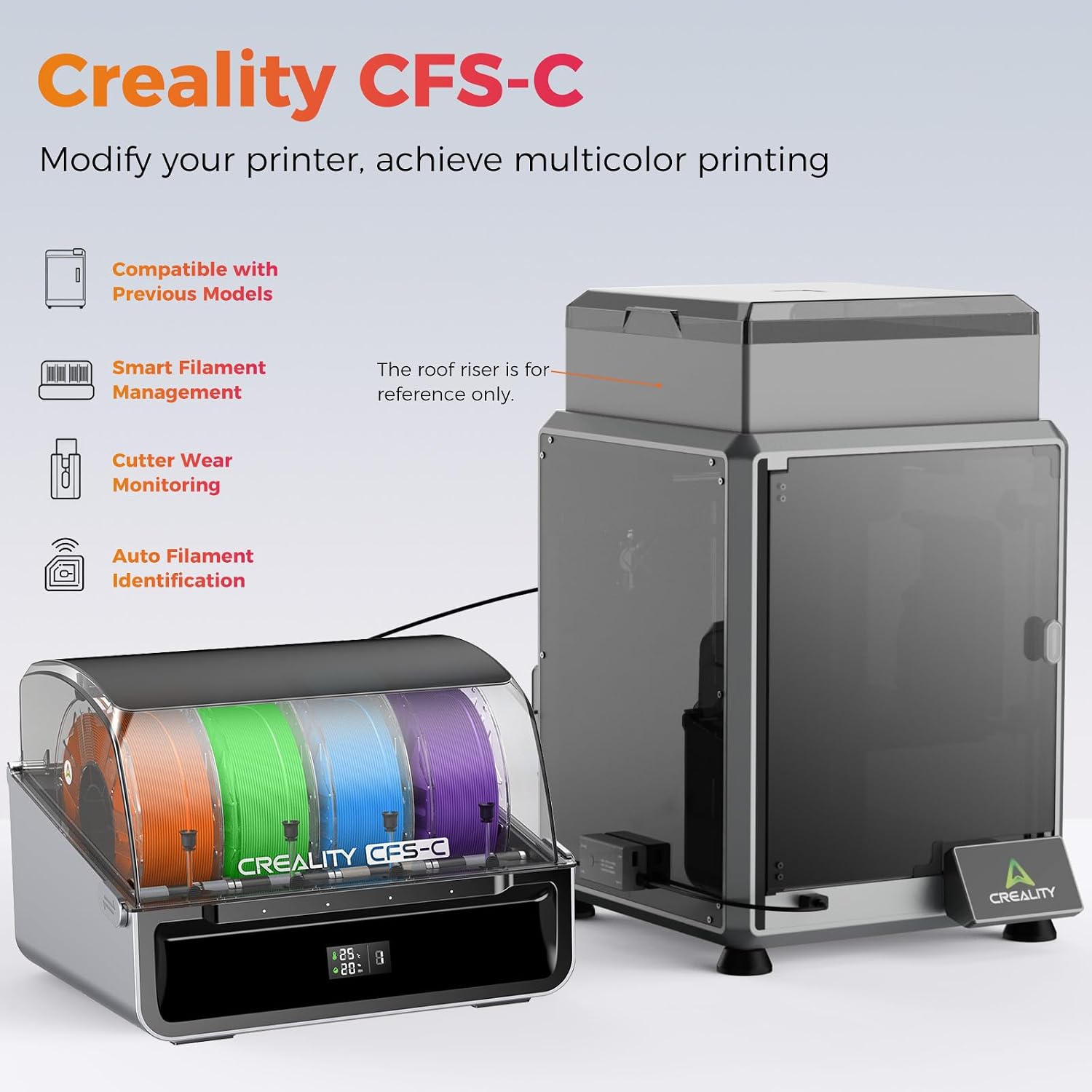 Official Creality CFS-C, Multicolor Printing Upgraded Filament System Easy Installation External Cutter and Buffer One-Stop Retrofit for K1 SE, K1, K1C, K1 Max 3D Printers