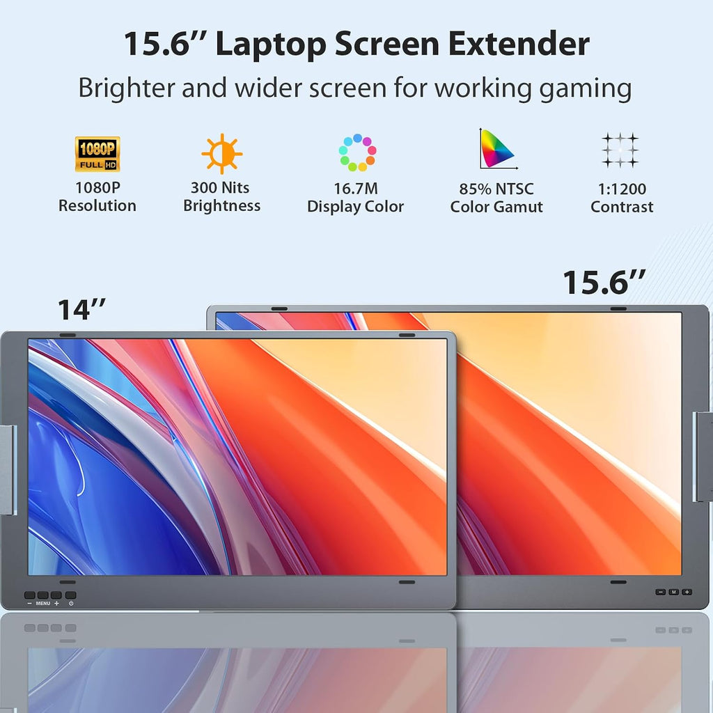 KYY Triple Laptop Screen Extender, 15.6' 1080P FHD IPS Dual Portable Extended Monitor, USB C Travel Display for 12-17'' Laptop, 210°Rotation & Kickstand, Plug and Play (Windows Only)