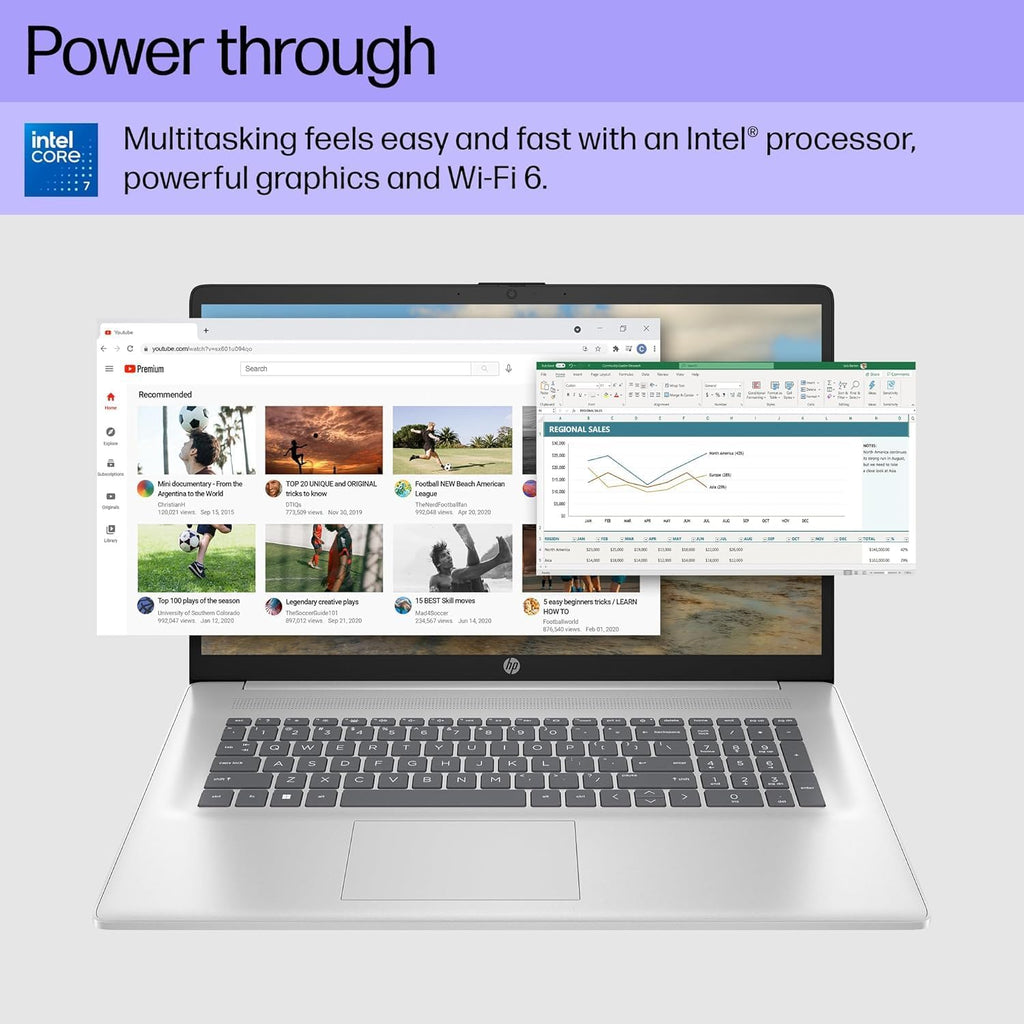 HP 17 Laptop (17.3' HD+ Touchscreen, Intel 10-Core 7 150U (> i7-1355U), 16GB RAM, 512GB SSD) for Business, Home, Students, Narrow Bezel, Webcam, Wi-Fi 6, Fast Charge, Win 11 Home w/ Copilot