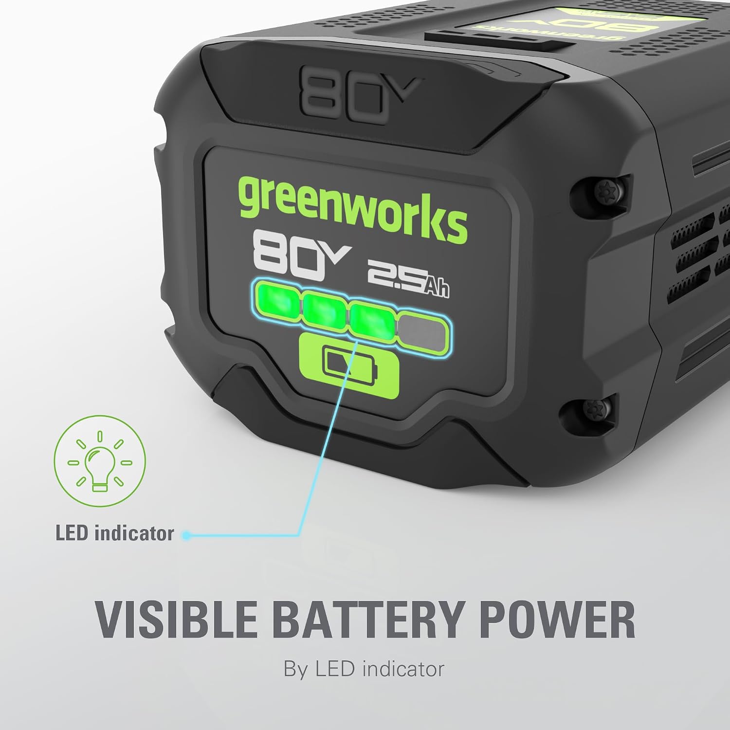 Greenworks 80V 2.5Ah Lithium-Ion Battery | Genuine Battery | Compatible with 75 Tools