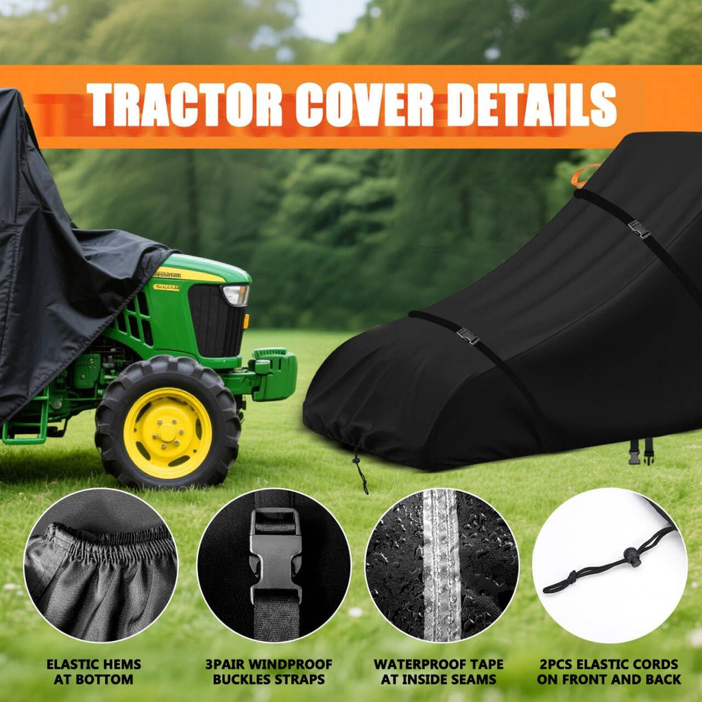 Compact Tractor Cover,Farm Riding Utility Tractor Full Covers Waterproof Heavy Duty,Durable Anti-UV 600D Polyester,Fits for John Deere, Kubota, Yanmar,Kioti,Bobcat,189' Lx75 Wx85 H-Aibiley