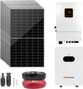 6KW Hybrid Solar System Complete Kit Off Grid On Grid, 10pcs 550W Bifacial Solar Panels 5500W, 6000W Hybrid Split Phase Inverter 120V/240V 48V, 51.2V 314Ah Wall Mounted Lithium Battery 16kWh Battery