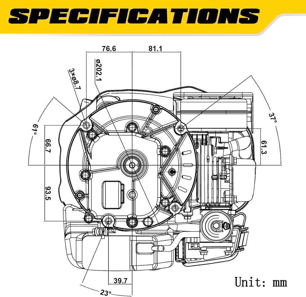 Aceup Energy 4.4HP 173cc 4-Stroke Gas Motor Gas Engine Vertical Shaft with Primer for Lawn Mower