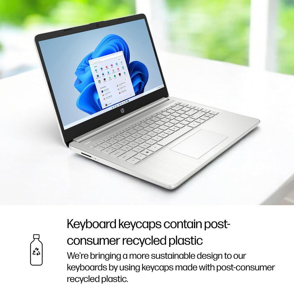 HP 14 inch Laptop, HD Display, Intel Core i3-1215U, 8 GB RAM, 256 GB SSD, Intel UHD Graphics, Windows 11 Home in S Mode, Natural Silver, 14-dq5009nr