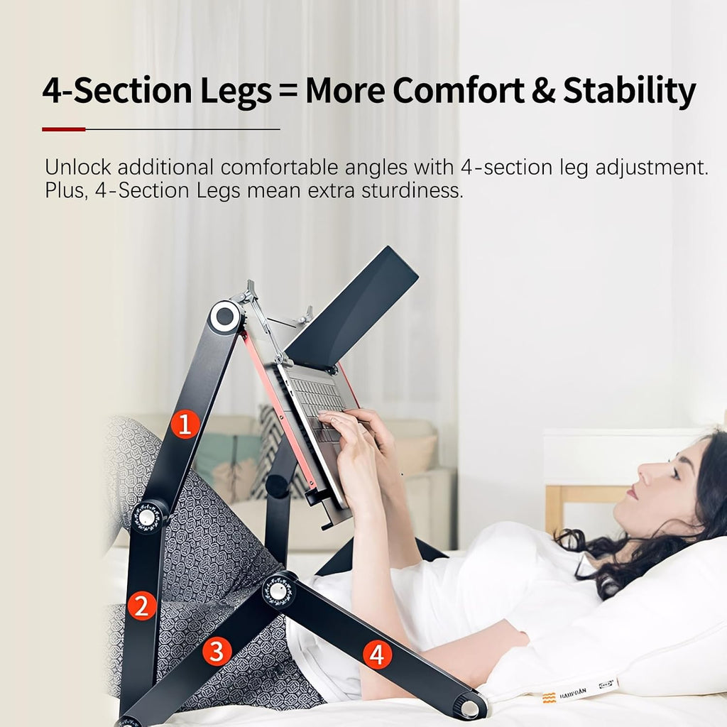 Foldable Laying Down Desk - Adjustable Height, Laptop Stand for Couch | Lying Down Laptop Stand for Bed, Sofa.with Mouse pad(Large,Black)
