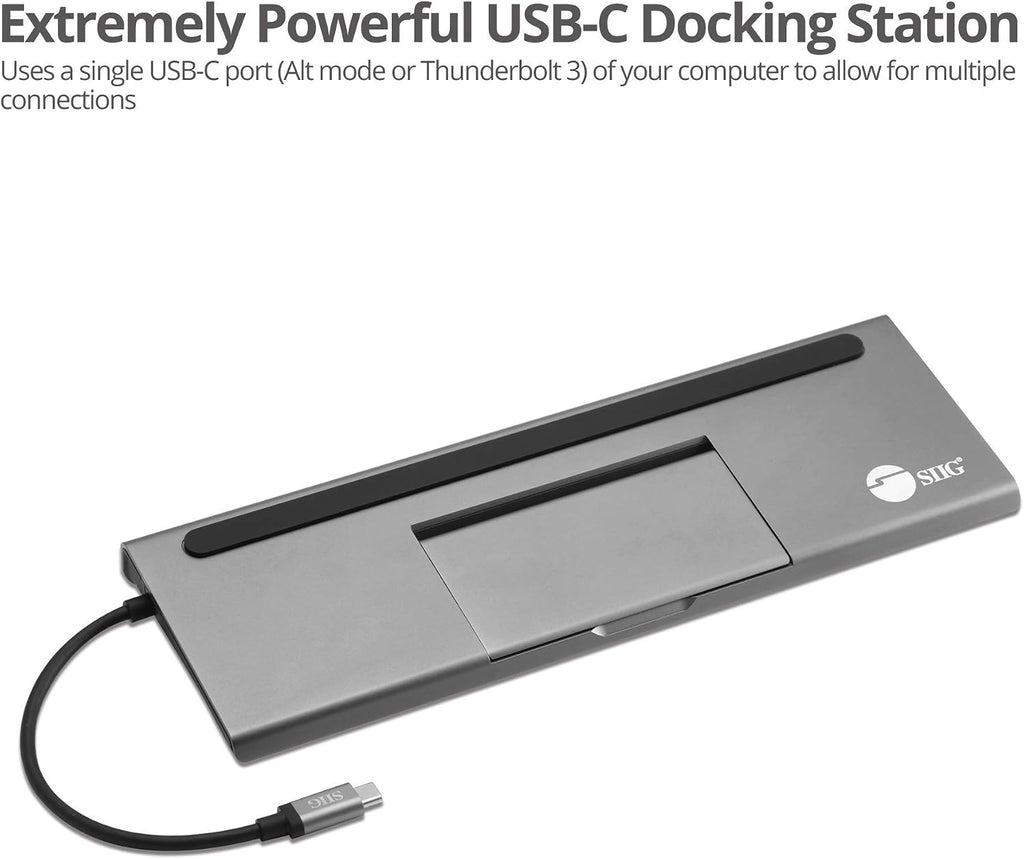 SIIG USB C MST Triple Monitor Docking Station for Windows Thunderbolt 3 Compatible [Single 4k, Dual 1080p, Triple 720p] 100W PD - HDMI/VGA/DP, Gigabit Ethernet, SD/TF, USB 3.0 and Audio JU-DK0E11-S1