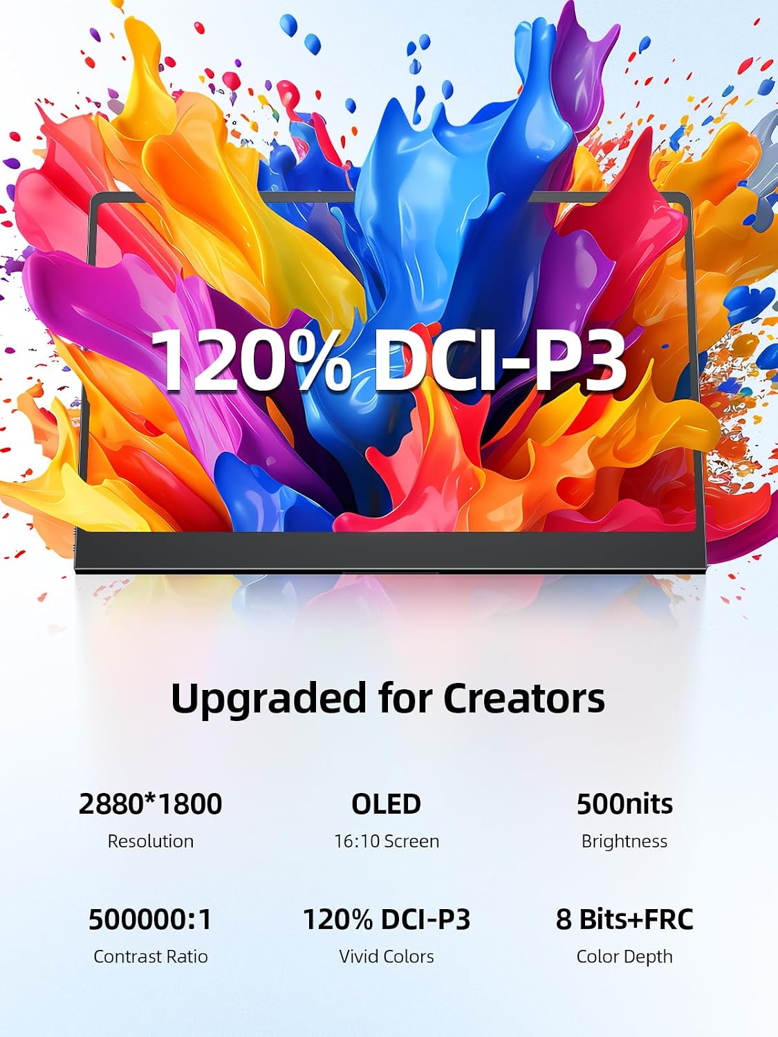 UPERFECT OLED Portable Monitor 14', 3K 2880x1800 | 120Hz | 0.1ms Portable Gaming Monitor, 500 Nits |120% DCI-P3 | 500000:1 Contrast | Ultra-Slim Design for Laptop Mini PC Phone Game Consoles