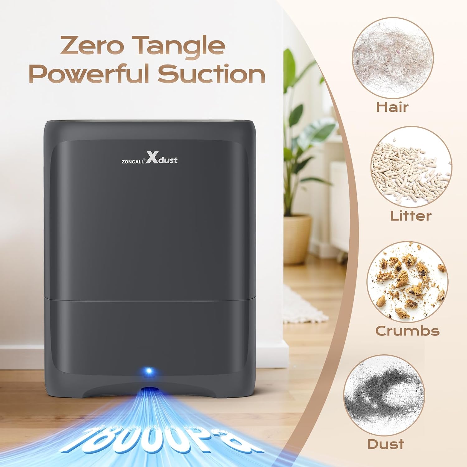 Touchless Vacuum Automatic Dustpan with Extra Filter, Hair Vacuum for Salons Pet Hair Food Dirt Home Kitchen, 6L Large Capacity Electric Dustpan Canister Vacuum Cleaner, 18000Pa Strong Suction