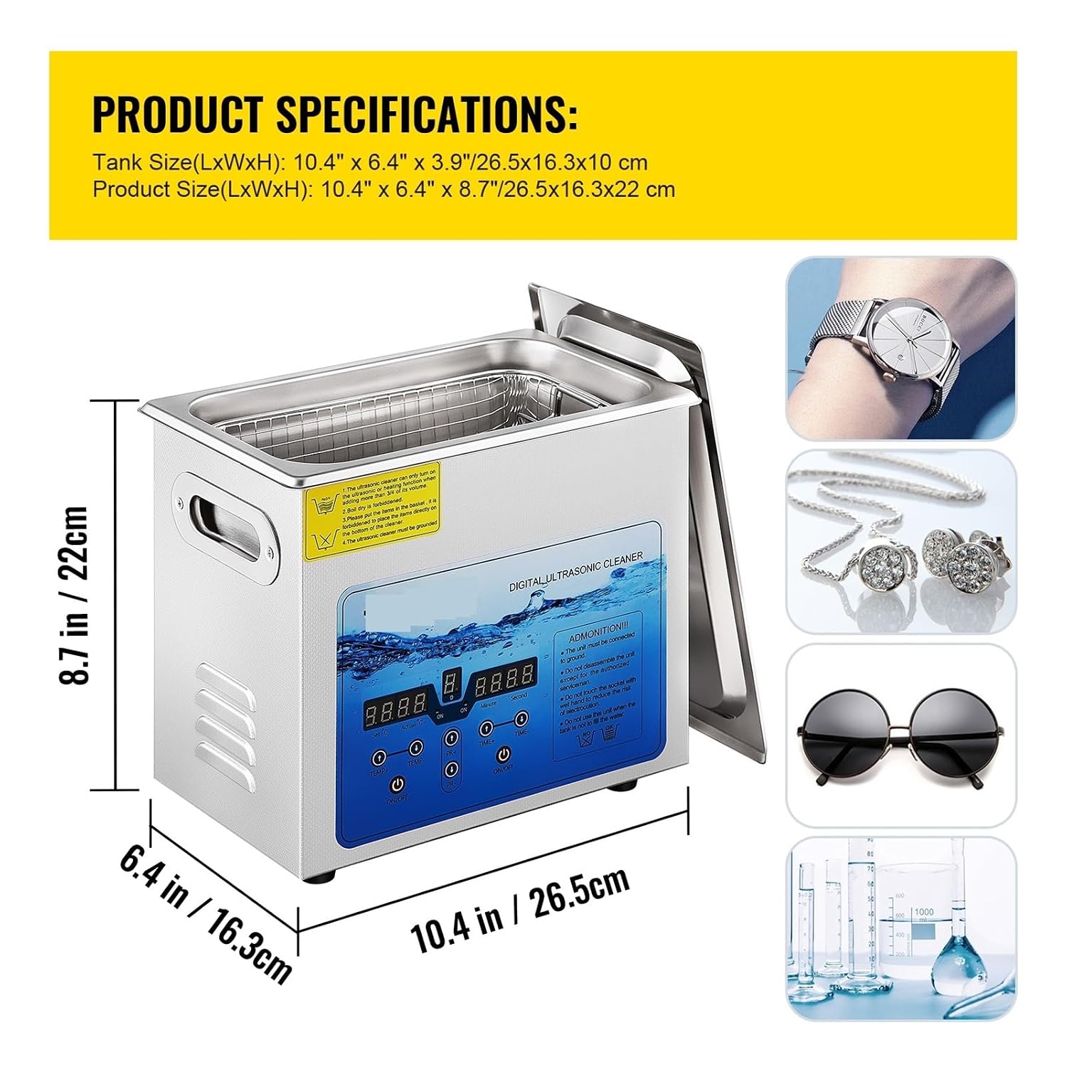 Ultrasonic Cleaners, 3L 6L 10L 15L Ultra Cleaner Mini Portable Washing Machines 36-40KHz Adjustable Frequency Dish Washers Home Appliance(3L)