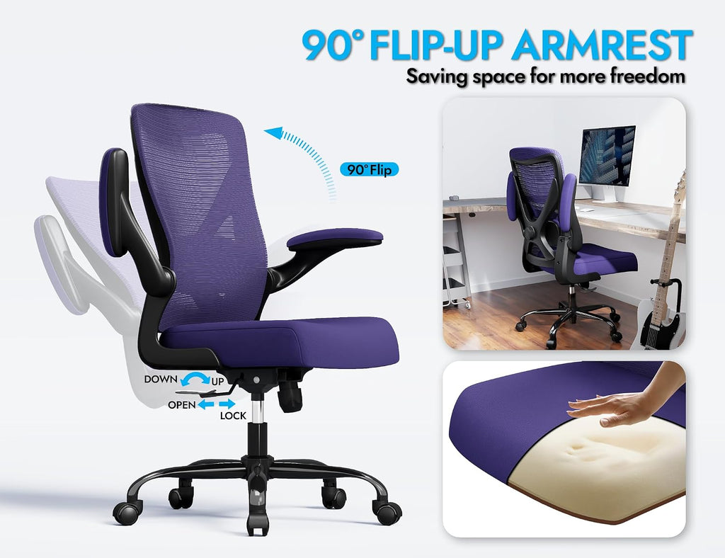 Ergalithic Ergonomic Office Chair - X-Shaped Computer Desk Chair Comfy, Gaming Chair, Office Chair with Lumbar Support, Mesh Office Chairs, Desk Chair for Long Hours(Black Purple)