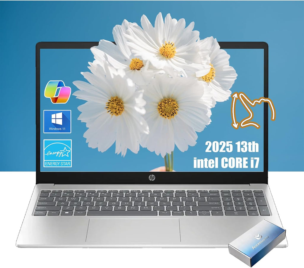 HP Pavilion 15.6' FHD Touchscreen Laptop | 2025 13th Intel i7 Laptop | 32GB RAM | 1TB SSD | Iris Xe Graphics | Business Laptop Win11 | Computadora Portátil | Wi-Fi 6 | Mouse