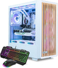 ViprTech Overlord 2.0 Liquid-Cooled PC - AMD Ryzen 7 5700X (4.6Ghz Turbo), AMD RX 9060 XT 16GB, 32GB DDR4 RAM, 1TB SSD, White Wood Case, RGB Keyboard Mouse, VR-Ready, WiFi BT, Win 11, Computer Tower