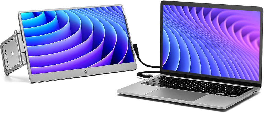 SideTrak Swivel 14' Patented Attachable Portable Monitor for Laptop | FHD TFT Laptop Dual Screen | Mac, PC & Chrome Compatible | Fits All Laptops | Powered by USB-C® or Mini HDMI (Light Silver)