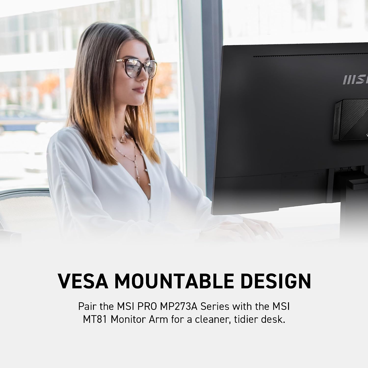 msi Pro MP273A, 27' Monitor, 1920 x 1080 (FHD), IPS, 100Hz, TUV Certified Eyesight Protection, 4ms, Displayport, HDMI, Tilt, Black