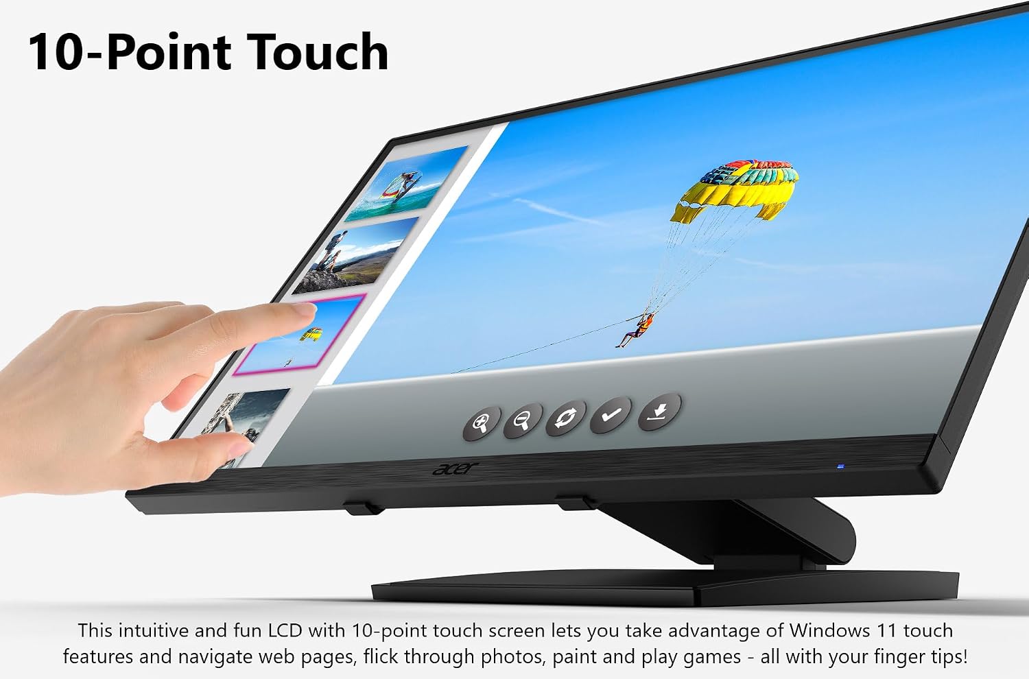 acer UT241Y Abmihuzx 23.8' IPS Full HD Touch Monitor | Adaptive-Sync Support (FreeSync Compatible) | 75Hz Refresh | 4ms | Tilt & Height Adjustment | 1 x USB 3.1 (Type-C), 1 x HDMI & 2 x USB 3.2 Ports