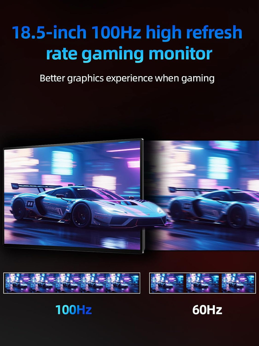 Portable Monitor 18.5'' 1080P 100Hz 100% sRGB, Aluminum Alloy Shell, IPS Travel Monitor with USB-C HDMI Large Portable Screen for Laptop MacBook PC PS4/5 Gaming Monitor with Kickstand