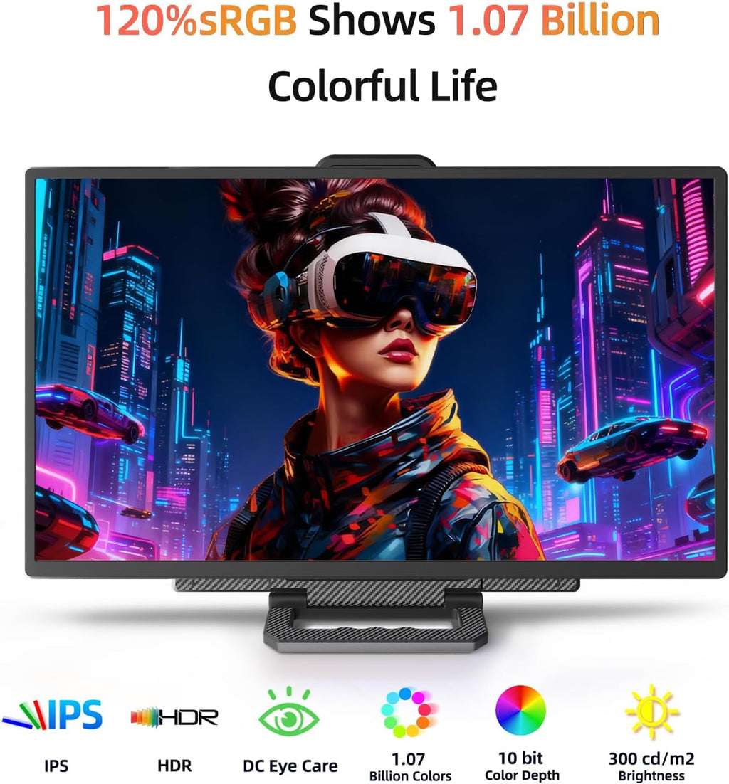 23.8' 2.5K 180Hz Portable Monitor - QHD Laptop Screen Extender 112% sRGB Wide Color HDR HDMI USB C Travel External Display with Stand Gaming Monitor for Computer PC Phone Game Console