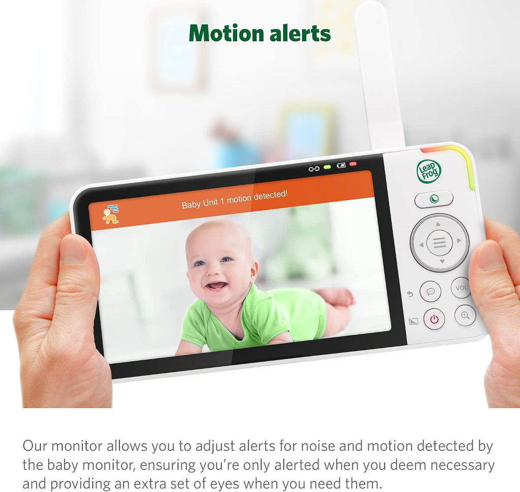 LeapFrog LF915HD Baby Monitor, 5' 720p Screen, 360° Pan & Tilt with 8X Zoom Camera, Color Night Vision, Night Light, Two-Way Intercom, Secure Transmission No WiFi
