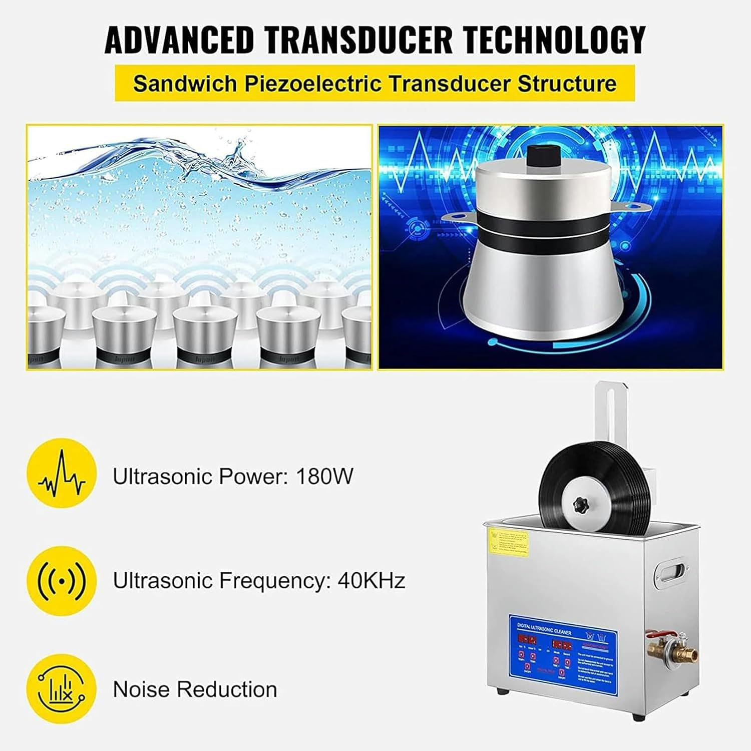 6 L Vinyl Ultrasonic Cleaner, 7-12-Inch Vinyl Ultrasonic Cleaning Machine, High Lp Album Cleaner, Record Washing Machine ~/