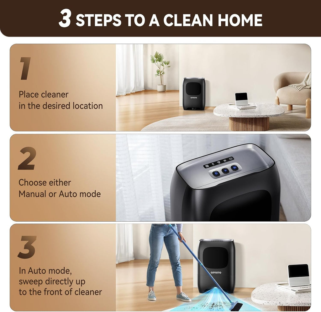 Pro Touchless Vacuum Automatic Dustpan - Ultra Fast & Powerful - Great for Sweeping Salon Pet Hair Food Dirt Kitchen, Canister Vacuum Cleaner Trash Can, Bagless, Auto Sensors, 1500 Watt (Gun Gray)
