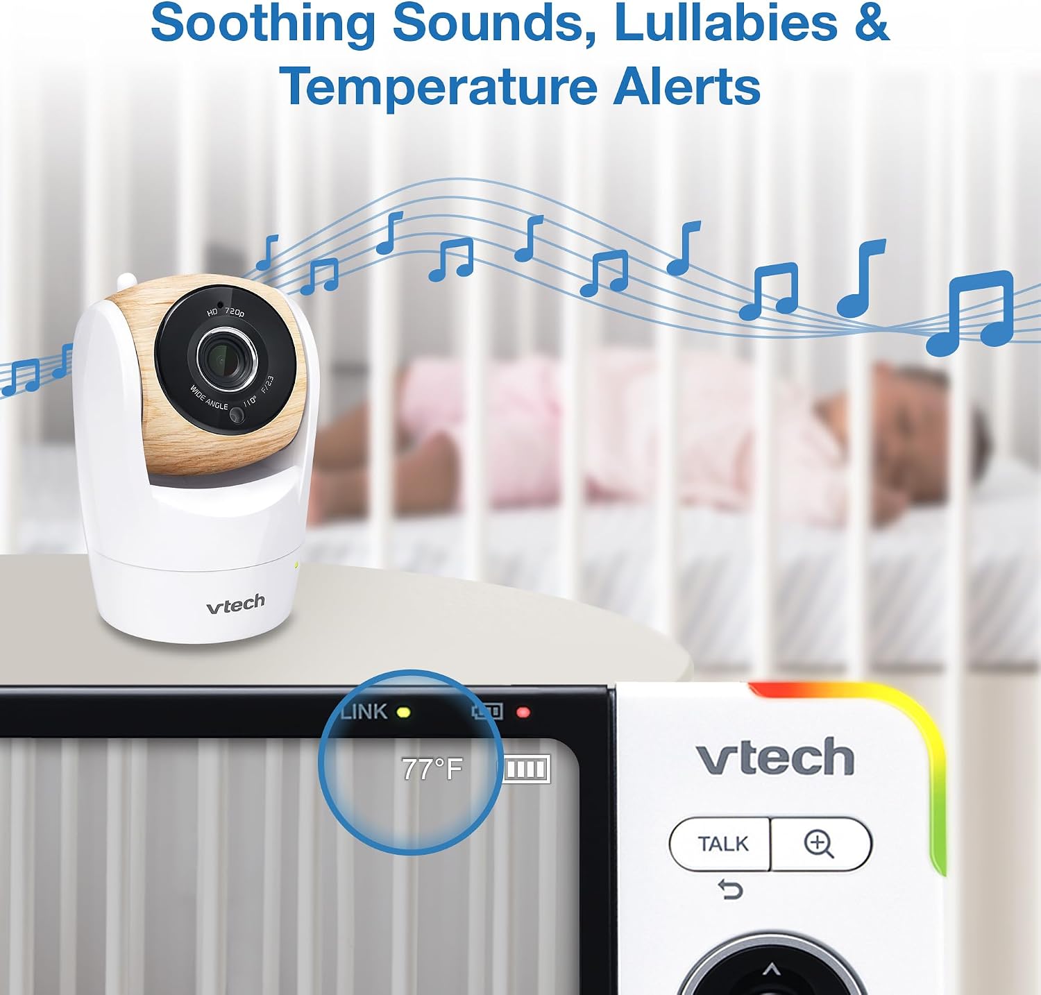 VTech VM928-2HD 5' 720p HD Display 2 Cameras Baby Monitor,110 Wide Angle View,Remote Pan-Tilt-Zoom,Night Vision,Up to 1000ft Range,Temperature Sensor,9 Soothing Sounds & Lullabies,2-Way Talk,No WiFi