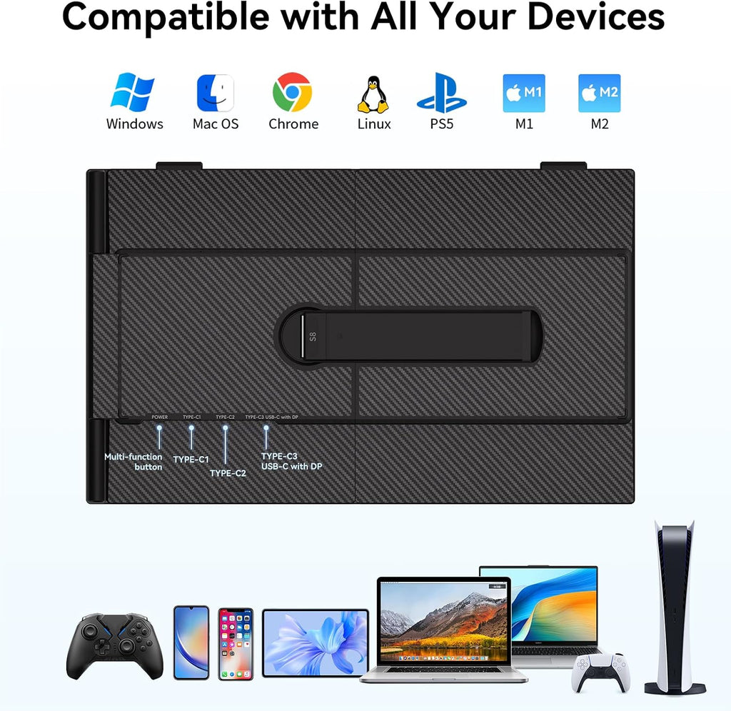14' Laptop Screen Extender, Ultra-Thin Ligthweight FHD 1080P IPS Portable Monitor, Travel Screen for Laptops 13-17.3' USB-C/HDMI Plug and Play for Windows/Mac/Android/PS5