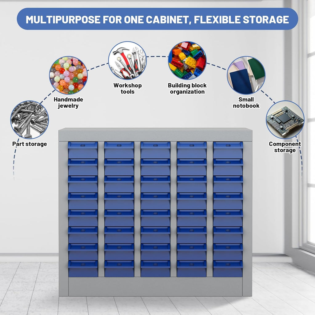Part Cabinets with 40 Drawer Nut Bolt Screw Nail Storage Organizer for Garage Organization, Lego Storage, Teacher Toolbox, Parts Bins Organizer for Shop, Hardware Organizer Containers