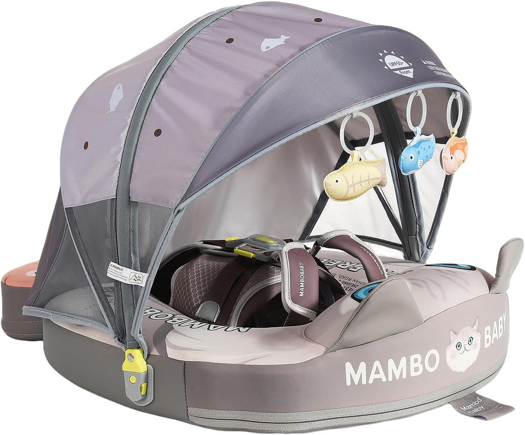 Mambobaby Float Deluxe Baby Pool Float: Safe & Comfortable Swim Trainer for Infants & Toddlers, Non-Inflatable Design, UV Protection Canopy, Fun Water Experience for Ages 3-24 Months