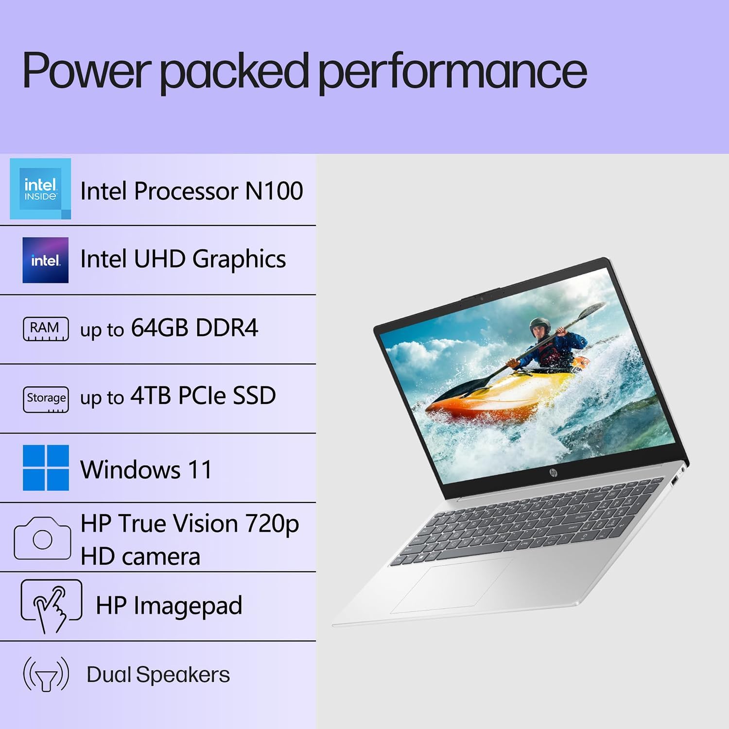 HP Laptop Computer, 15.6' FHD Display, Intel 4-Core Processor, 8GB DDR4 RAM, 256GB PCIe SSD, WiFi 6, Bluetooth 5.3, USB-C, HDMI, Webcam, Numeric Keypad, Natural Silver, Windows 11 Home (Renewed)