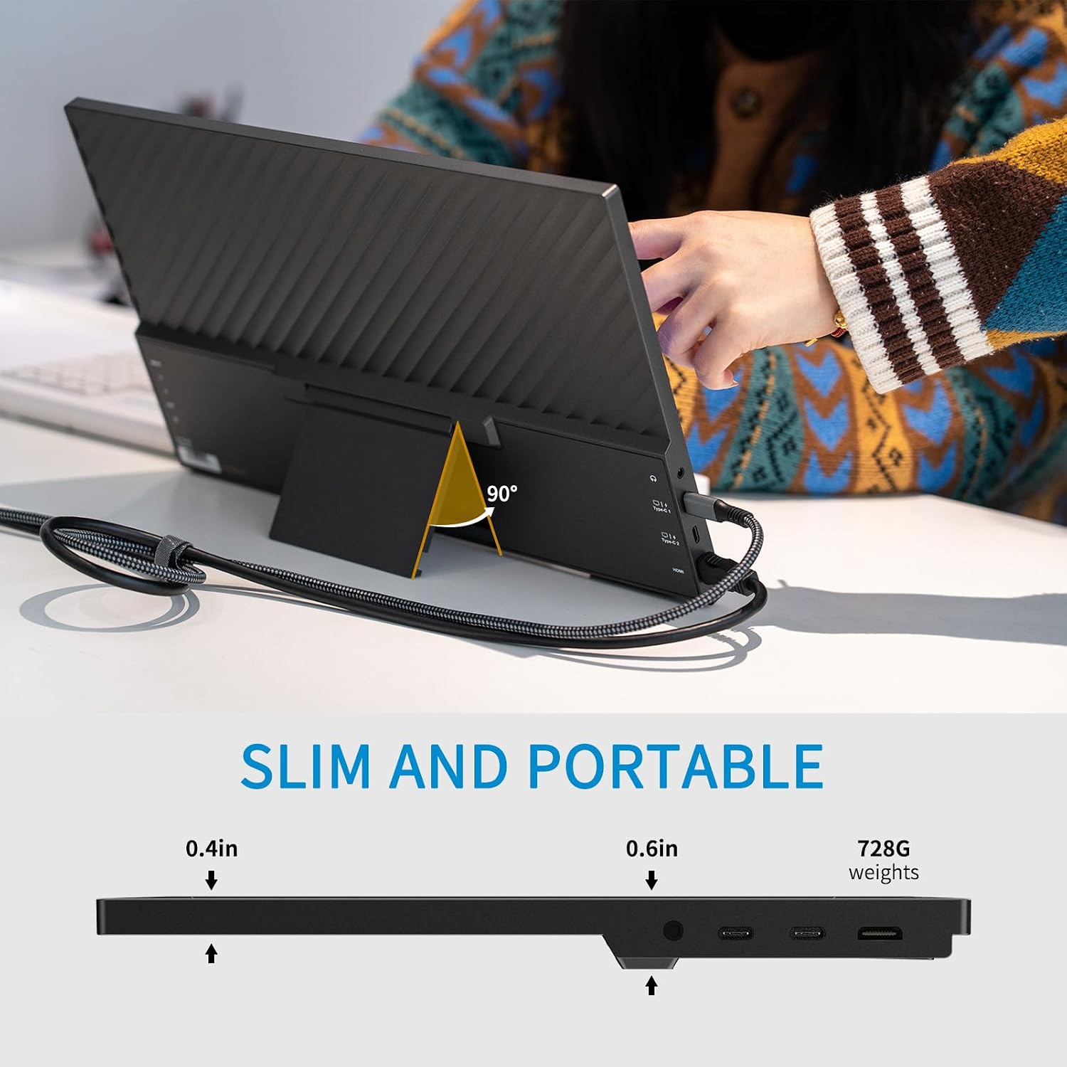 FEELWORLD DH156 15.6inch Portable Monitor 1080p FHD USB-C HDMI Computer Display Gaming Monitor Dual Speaker Plug&Play for Laptop PC MAC Phone PS4 Xbox Switch