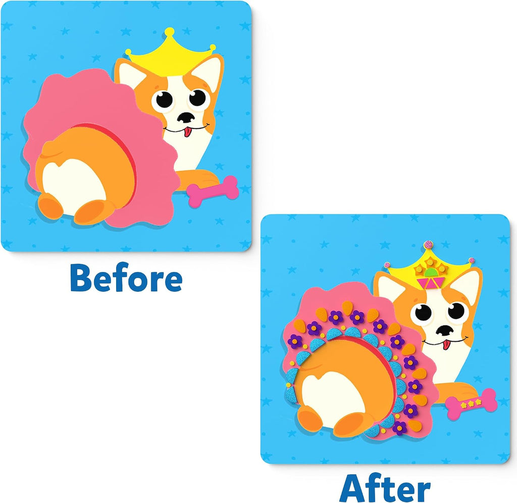 Skillmatics Foam Sticker Art Activity - Puppies, Mess-Free Fun for Kids, 800+ 3D Foam Stickers, DIY Felt Craft Kits, Gifts for Girls & Boys Ages 3, 4, 5, 6, 7