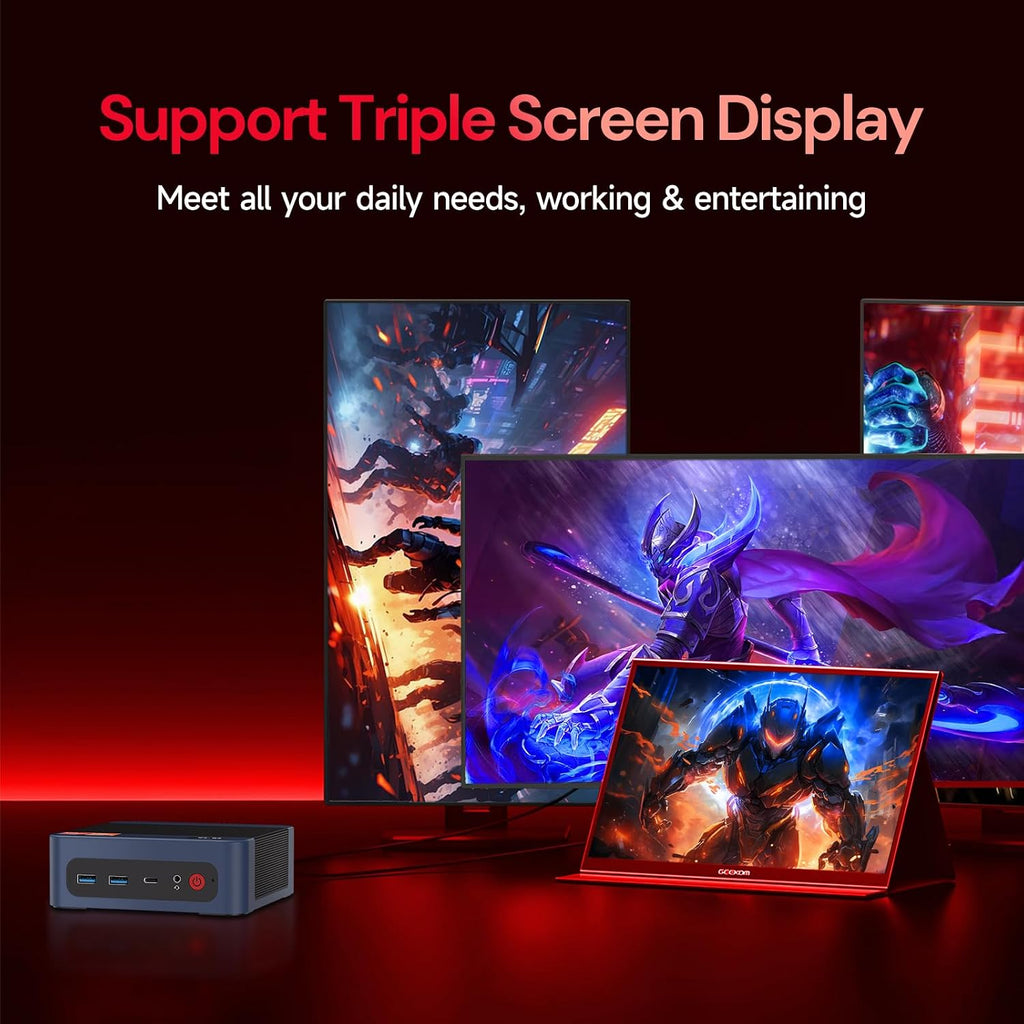 wo-we P8 MINI Gaming PC AMD Ryzen 5 7640HS (Upgraded 6600H/ 6800U) Mini Computer, AMD Radeon 760M 32GB RAM +1TB PCIe4.0 x4 SSD 6C/12T，Up to 8k， Triple Screen Display RJ45 LAN x2,Wi-Fi 6E/USB4/BT5.2