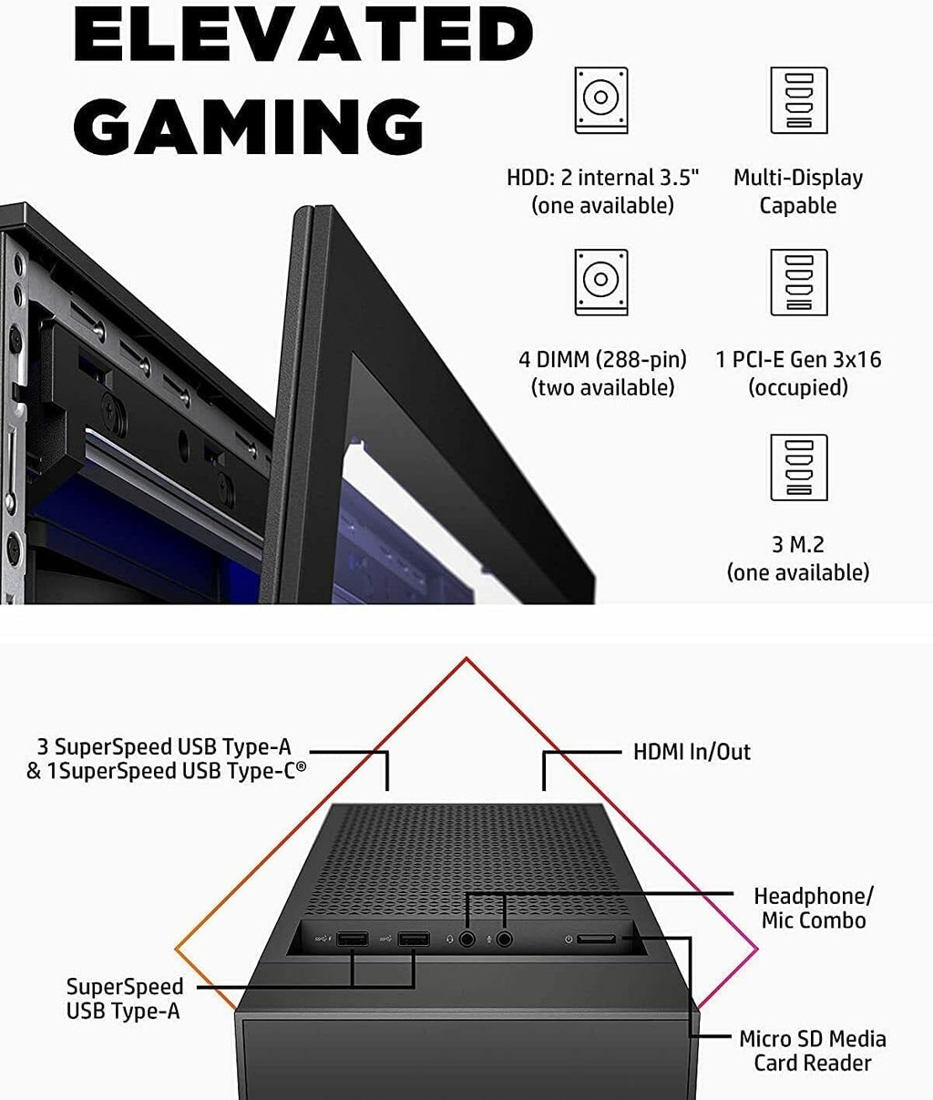 RGB Gaming PC Computer Desktop – i5-10600KF up to 4.8GHz, GeForce GTX 980, 16GB DDR4 RAM, 512GB SSD + 1TB HDD, WiFi 6 & Bluetooth 5.4, Windows 11, RGB Lighting Gaming Tower