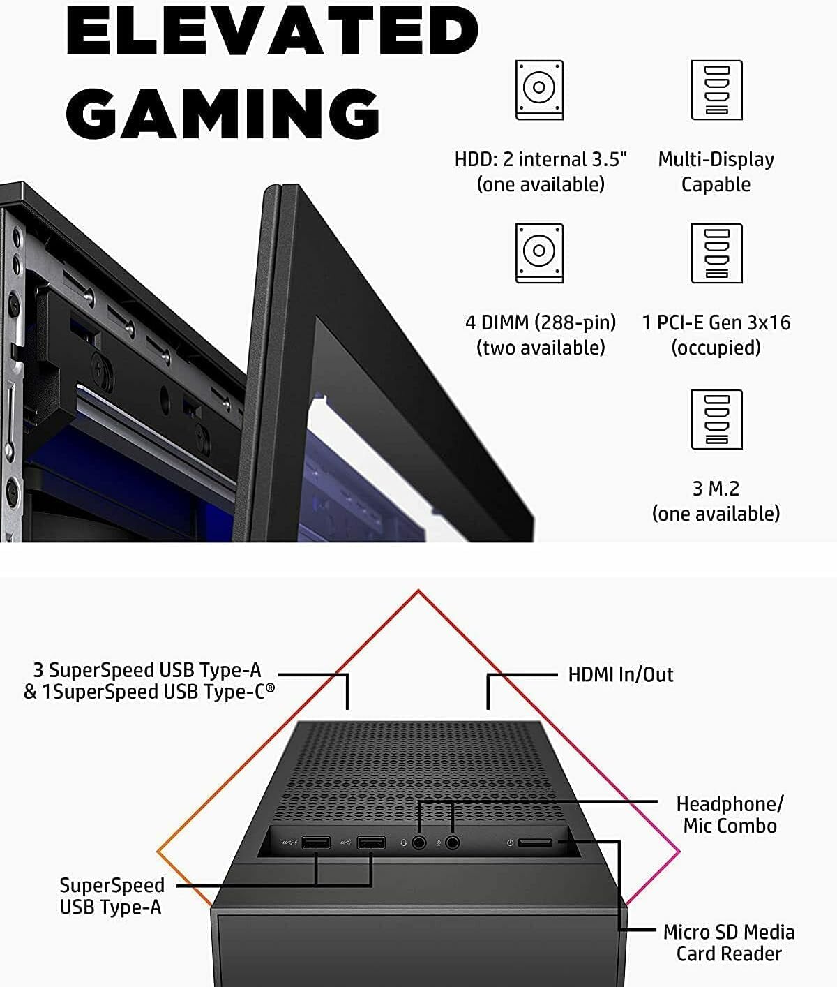 RGB Gaming PC Computer Desktop – i5-10600KF up to 4.8GHz, GeForce GTX 980, 16GB DDR4 RAM, 512GB SSD + 1TB HDD, WiFi 6 & Bluetooth 5.4, Windows 11, RGB Lighting Gaming Tower