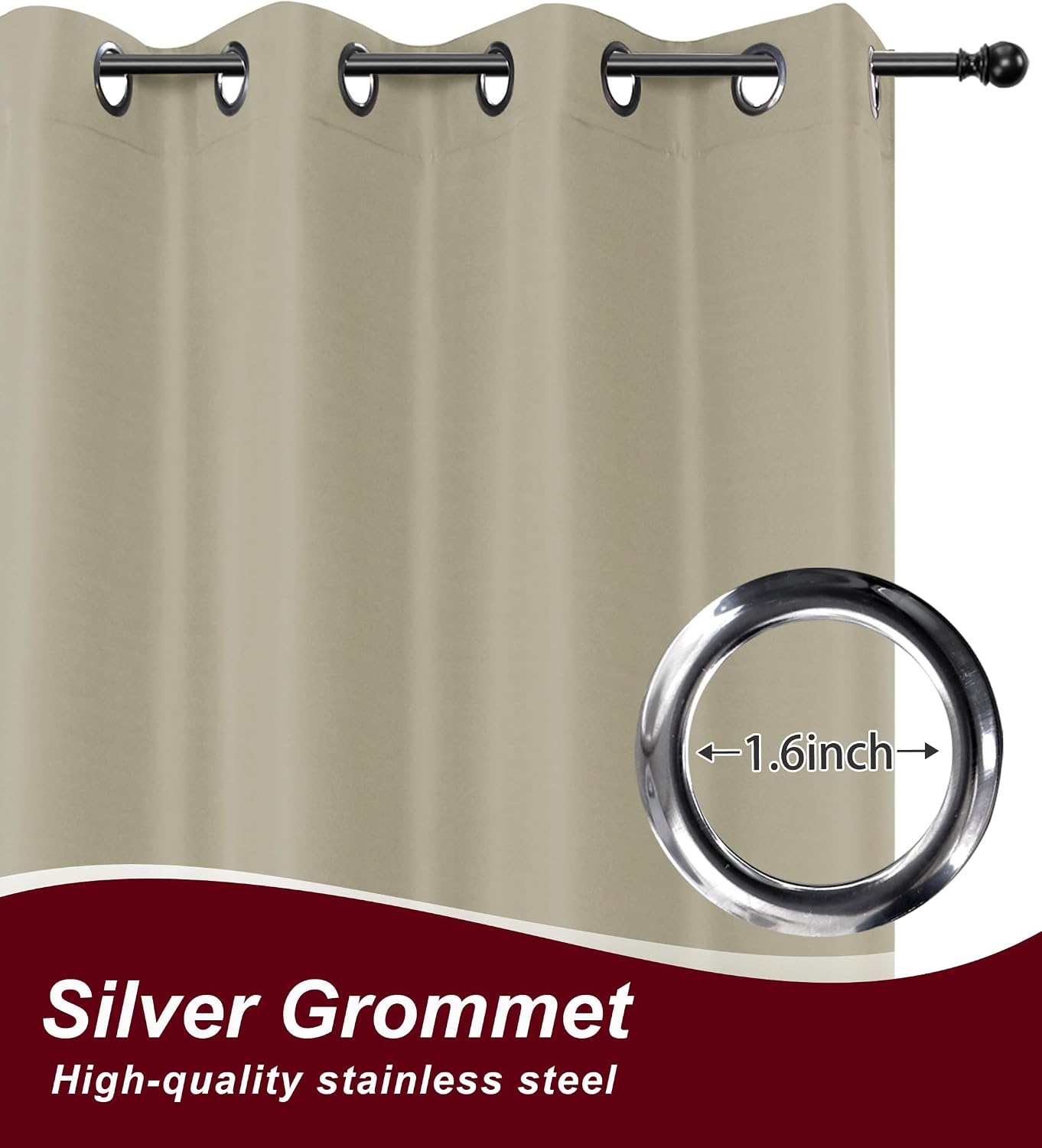 HolidayIdeas Grommet Outdoor Curtains for Patio Waterproof 8 Pcs All Weather Balcony Outside Curtains for Apartments, Gazebo, Pergolas, Porch, 54x120 Inch, Taupe