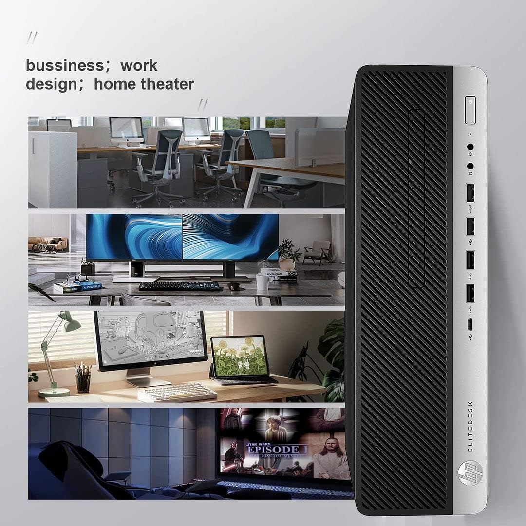 HP Elitedesk 800 G3 SFF PC Bundle - Dual 24'' KOORUI Monitors, Intel i7-6700,16GB DDR4,512GB NVMe SSD + 2TB HDD,AX200 Wi-Fi 6,Wireless Keyboard, Mouse,Windows 10 Pro 64-bit (Renewed), Black/Silver