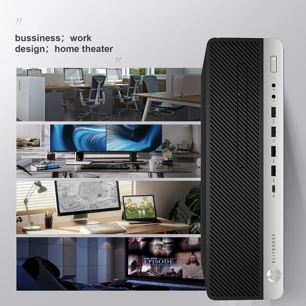 HP Elitedesk 800 G3 SFF Desktop PC - Intel i7-6700,32GB RAM,512GB NVMe SSD + 2TB HDD, Wi-Fi 6 AX200,24-Inch 2 Monitors, Wireless Keyboard & Mouse,Windows 10 Pro (Renewed), Black/Silver