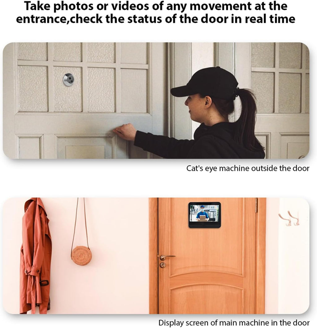 Smart Video Doorbell Camera, WiFi Door Peephole Camera with 4.3in Display Monitor, Tuya APP Wireless Digital Door Viewer, Smart Motion Detection, Night Vision, Rechargeable 5000Ah Battery