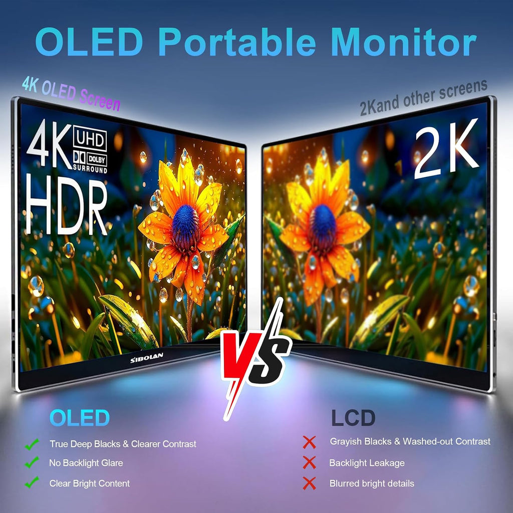 Portable Monitor Touchscreen 15.6' 4K UHD 3840X2160 100000:1 OLED 10-Point Touch Screen Laptop Monitor, with Protective Case, HDMI USB C Travel Monitor for Phones, PS5/4, Xbox, Switch
