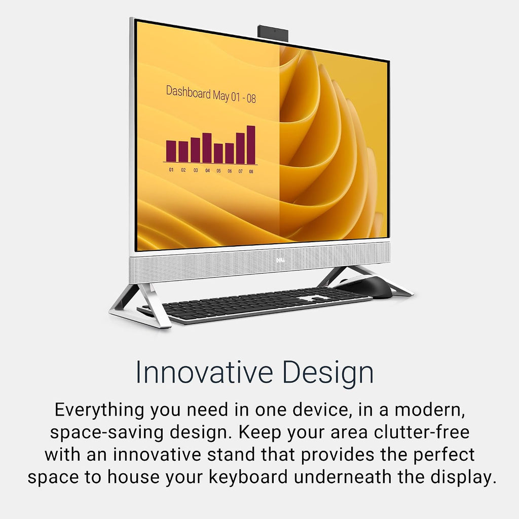 Dell 27 All-in-One Desktop ec27250-27-inch FHD (1920 x 1080) Display, Intel Core 5 Processor 120U, Intel Graphics, 16GB DDR5 RAM, 512GB SSD, Windows 11 Home, Onsite Service - White