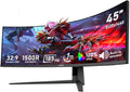 Gawfolk 45 inch Ultra-Wide Curved 1500R Gaming Computer Monitor, DQHD(5120×1440) PC Screen, 185Hz, 1MS, FreeSync, 120% sRGB, Built-in Speaker, HDMI2.1 & DP1.4, Compatible Wall Mount 100 * 00mm- Black