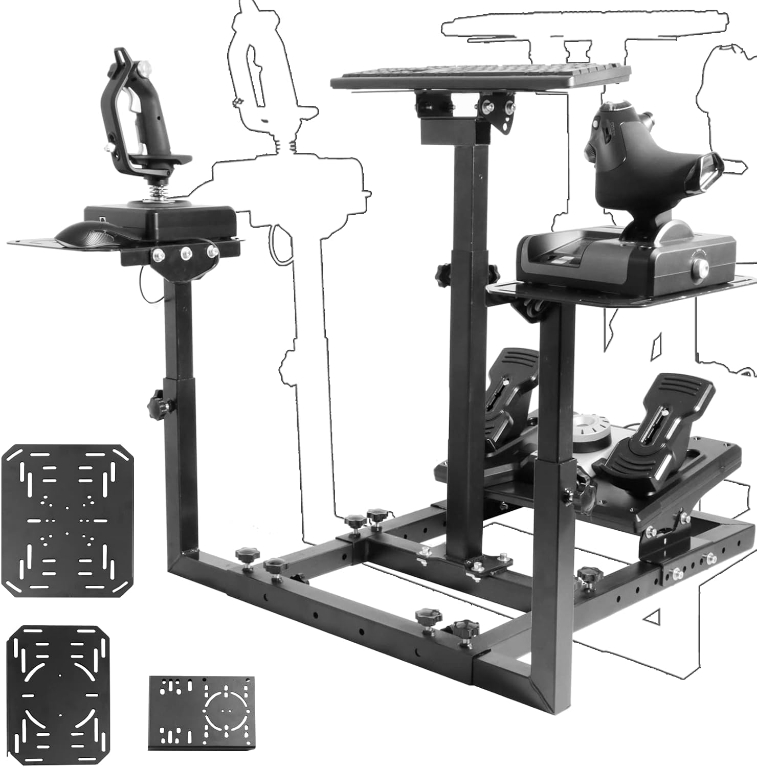 Anman Flight Racing simulator cockpit Wheel Stand Dual-Purpose Fit for Logitech Shifter Joystick Pedals,Thrustmaster/Hotas Warthog, Only Include Flight Joystick Mount Three Sizes Shift Lever Panels