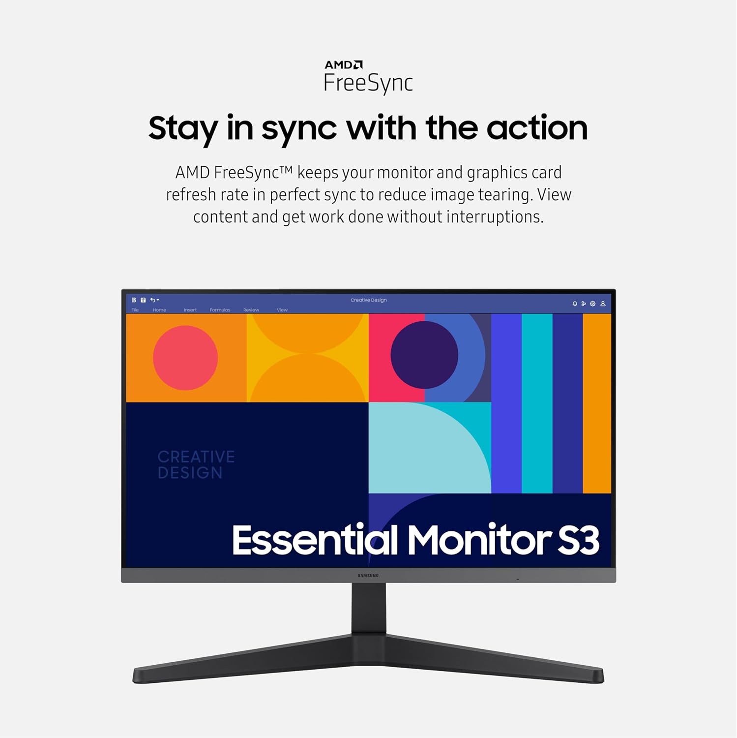 Samsung 27-Inch S33GC Series Business Essential Computer Monitor, IPS Panel, Tilt Only Display Stand, 100Hz, HDMI and DisplayPort, AMD FreeSync, Advanced Eye Care LS27C332GANXZA, 2023