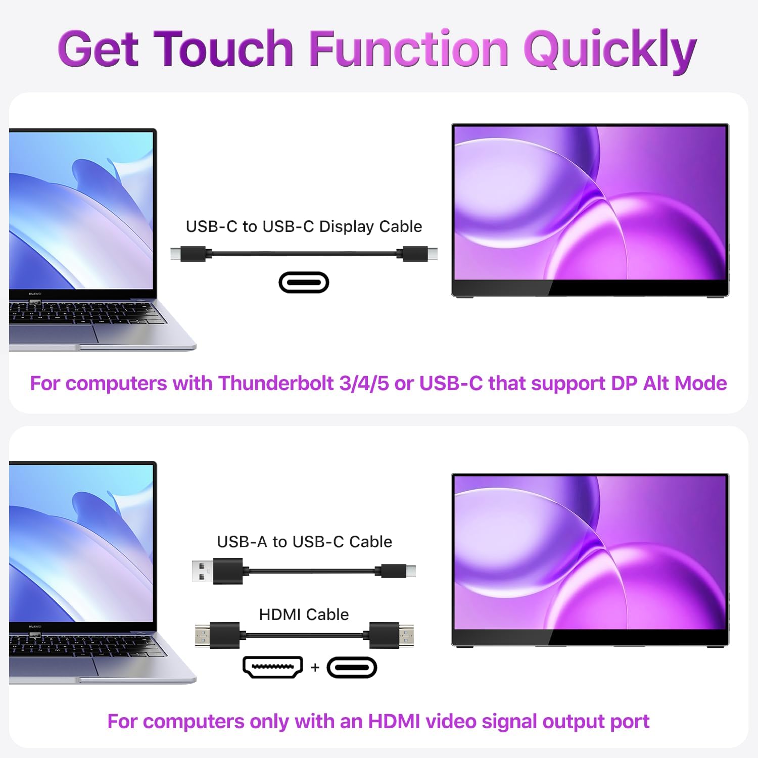 cocopar Portable Monitor Touchscreen 15.6 Inch 1080P FHD 90% sRGB Travel Monitor with Speaker HDMI USB-C Second Screen for Laptop MacBook Surface PC Xbox PS4/5, VESA Mountable, with Touchscreen