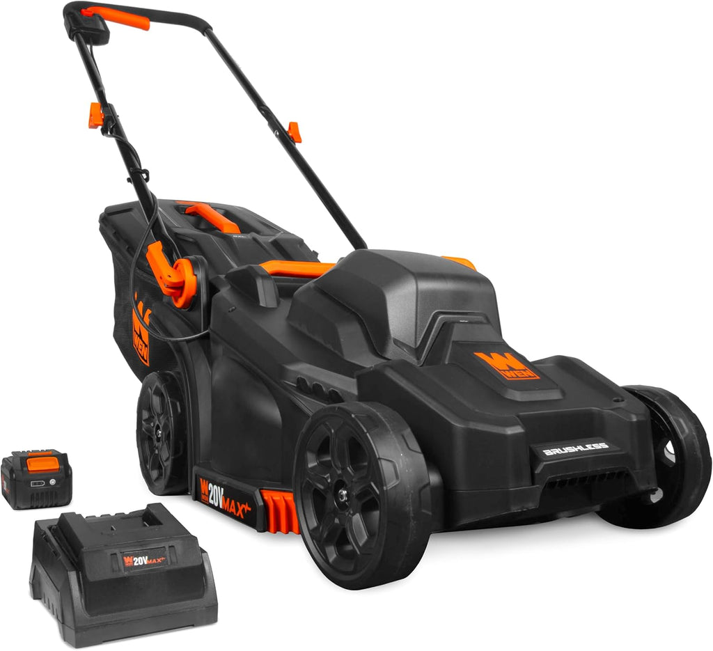 WEN 20V Max Cordless 15-Inch Lawn Mower and String Trimmer Combo Kit with 5Ah Battery and Charger (20VK2MLB)