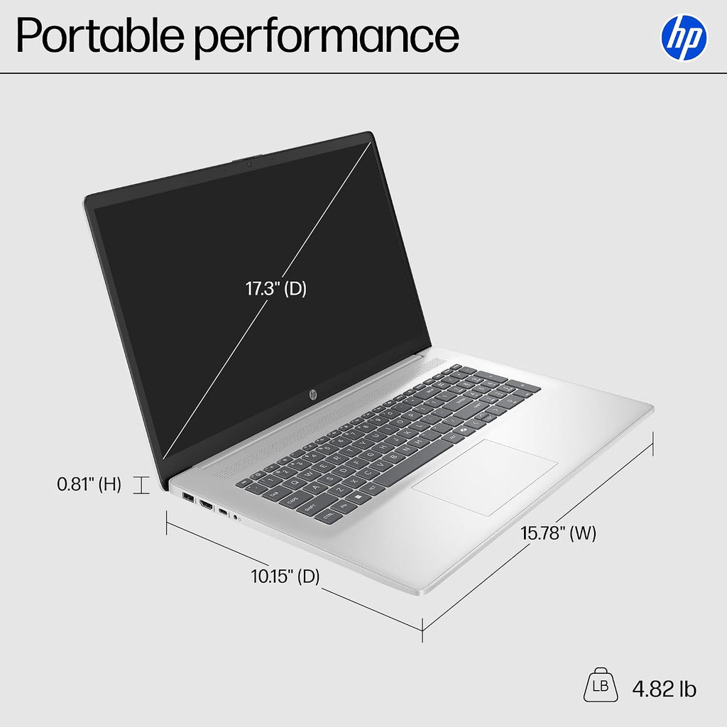 HP 17.3' FHD Laptop, AMD Ryzen 5 7430U 6-Core(Up to 4.3GHz), 16 GB RAM, 1 TB SSD, AMD Radeon Graphics, IPS Anti-Glare Display, Copilot AI, Wi-Fi 6, Long Battery Life, Windows 11 Pro, w/Accessories
